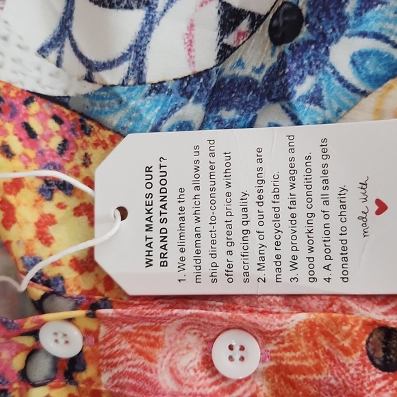 Graphic Shape Floral Frenzy Long Sleeve Button Down Shirt y2k vibe size XL Boho - Picture 10 of 10